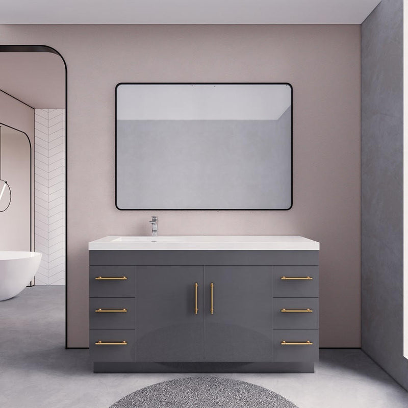 Moreno Bath ELSA60SLFS Elsa 60" Freestanding Vanity with Reinforced Acrylic Single Sink Top (Left Side)