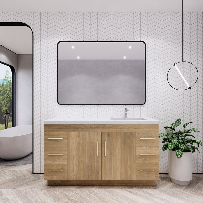 Moreno Bath ELSA60SRFS Elsa 60" Freestanding Vanity with Reinforced Acrylic Single Sink Top (Right Side)