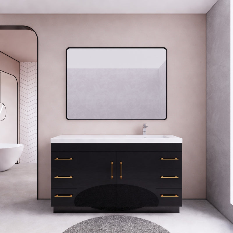 Moreno Bath ELSA60SRFS Elsa 60" Freestanding Vanity with Reinforced Acrylic Single Sink Top (Right Side)