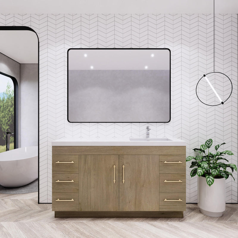 Moreno Bath ELSA60SRFS Elsa 60" Freestanding Vanity with Reinforced Acrylic Single Sink Top (Right Side)