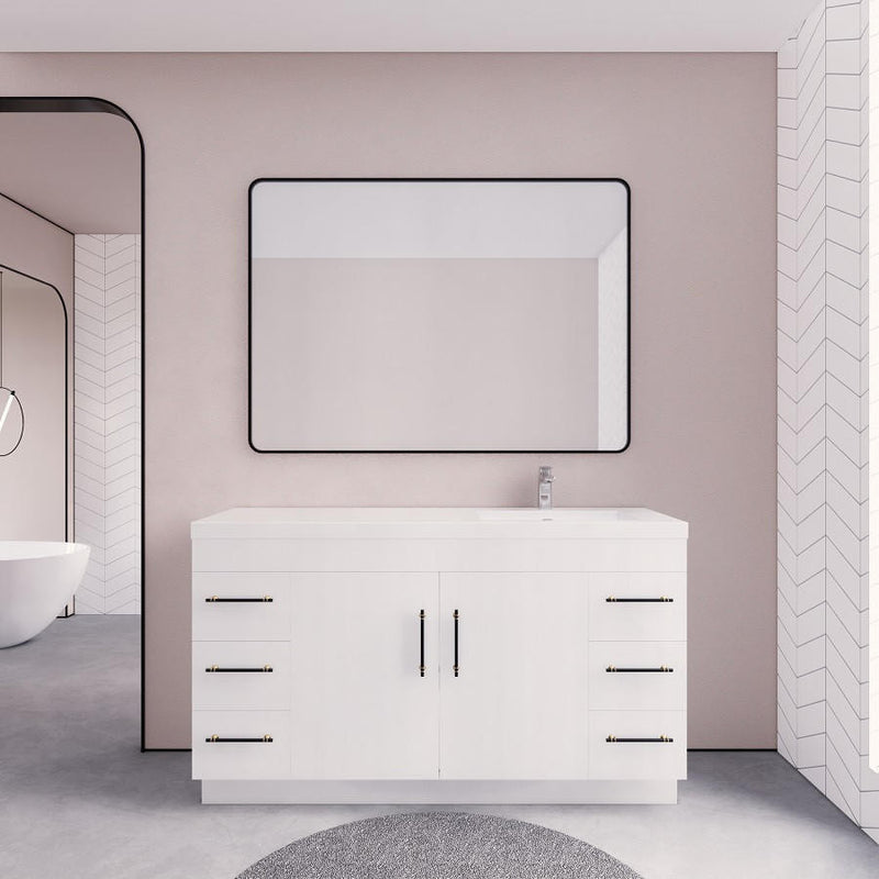 Moreno Bath ELSA60SRFS Elsa 60" Freestanding Vanity with Reinforced Acrylic Single Sink Top (Right Side)