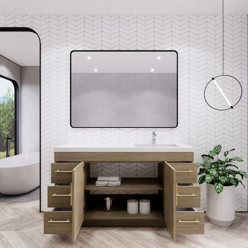 Moreno Bath ELSA60SRFS Elsa 60" Freestanding Vanity with Reinforced Acrylic Single Sink Top (Right Side)