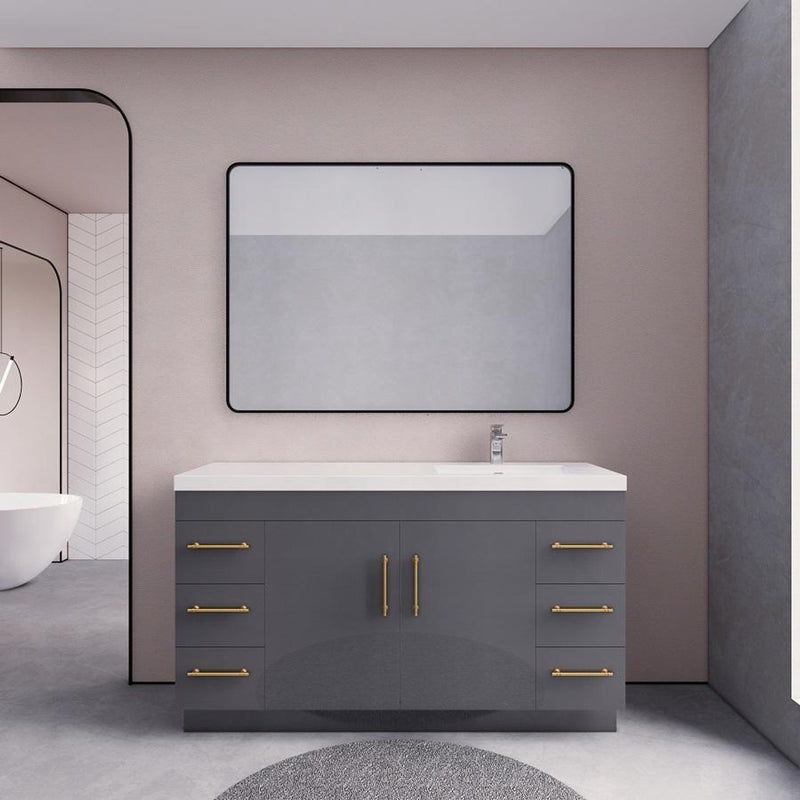 Moreno Bath ELSA60SRFS Elsa 60" Freestanding Vanity with Reinforced Acrylic Single Sink Top (Right Side)