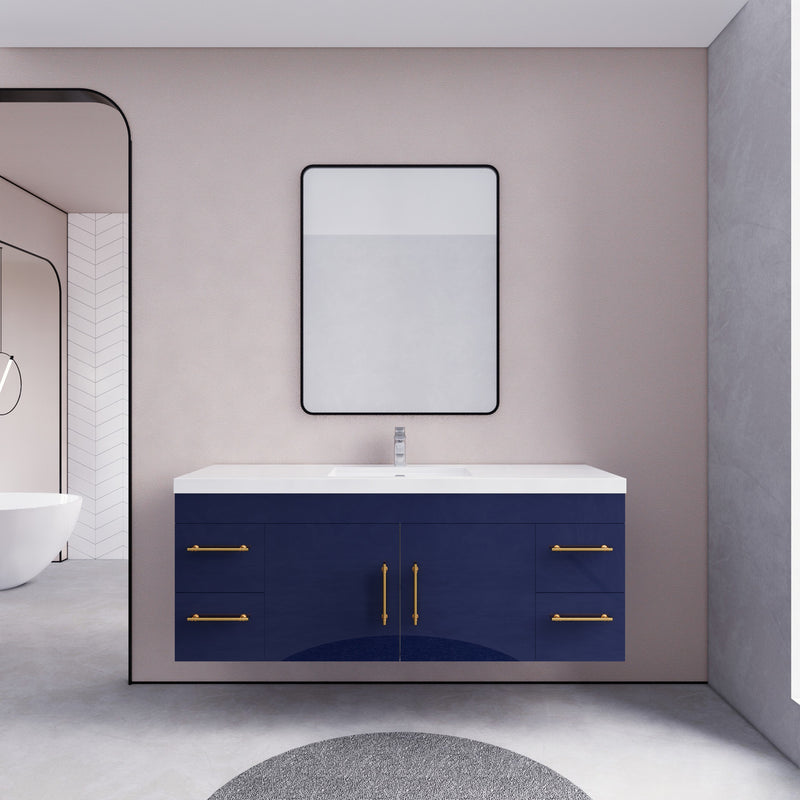 Moreno Bath ELSA60SWH Elsa 60" Floating Bathroom Vanity With Reinforced Acrylic Single Sink Top