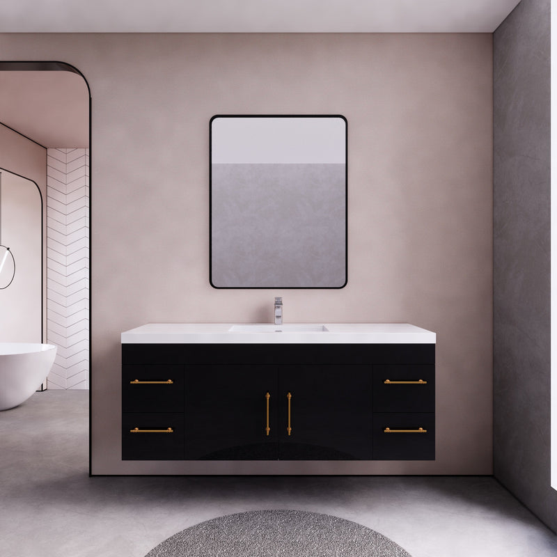 Moreno Bath ELSA60SWH Elsa 60" Floating Bathroom Vanity With Reinforced Acrylic Single Sink Top