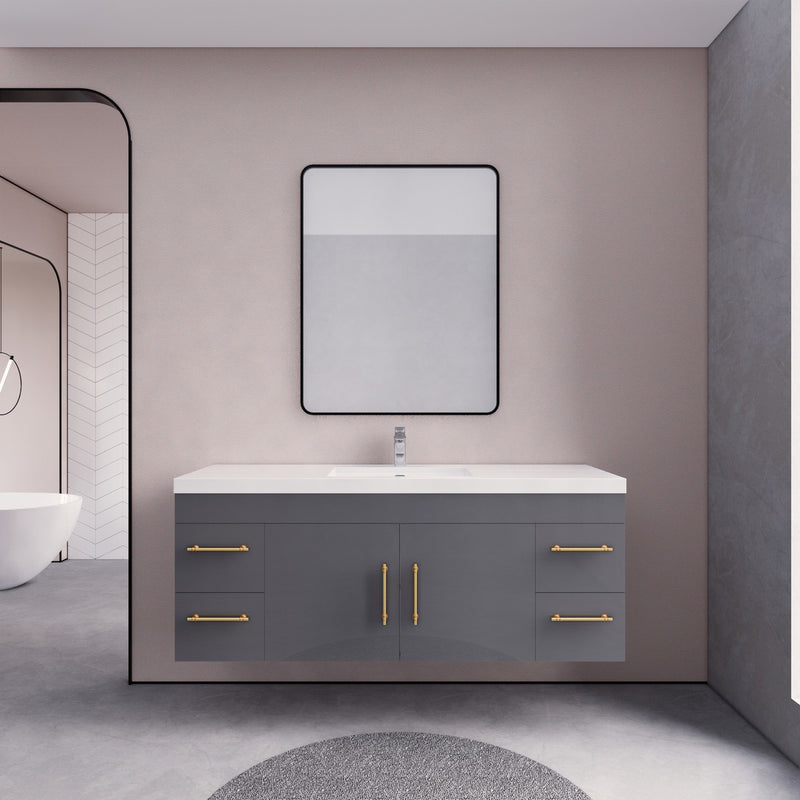 Moreno Bath ELSA60SWH Elsa 60" Floating Bathroom Vanity With Reinforced Acrylic Single Sink Top