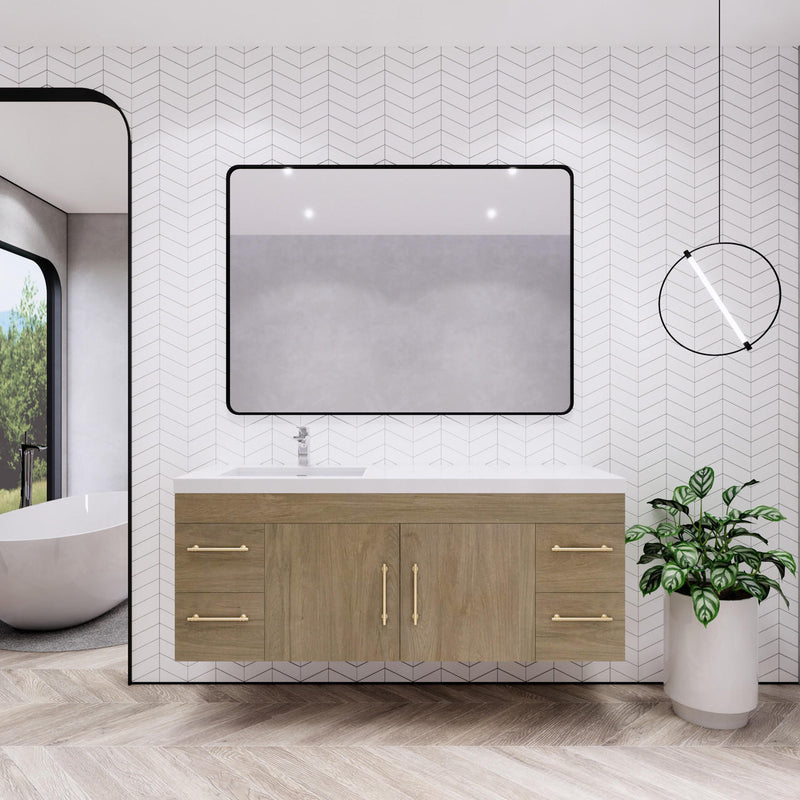 Moreno Bath ELSA60SLWH Elsa 60" Floating Bathroom Vanity with Reinforced Acrylic Single Sink Top (Left Side)