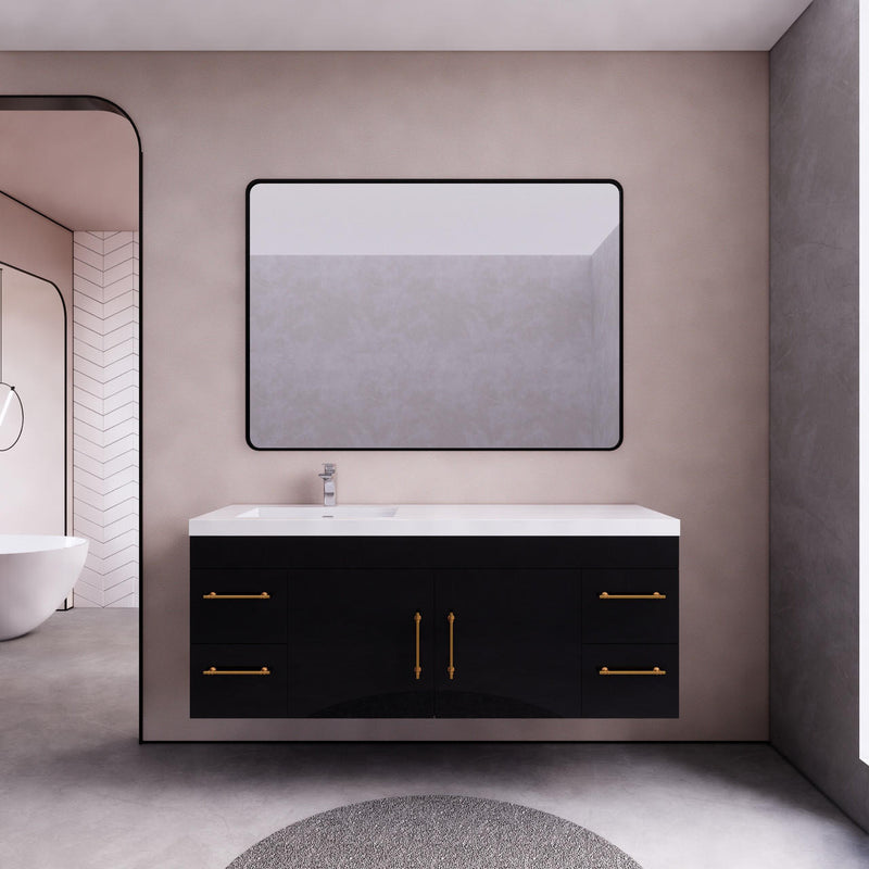 Moreno Bath ELSA60SLWH Elsa 60" Floating Bathroom Vanity with Reinforced Acrylic Single Sink Top (Left Side)