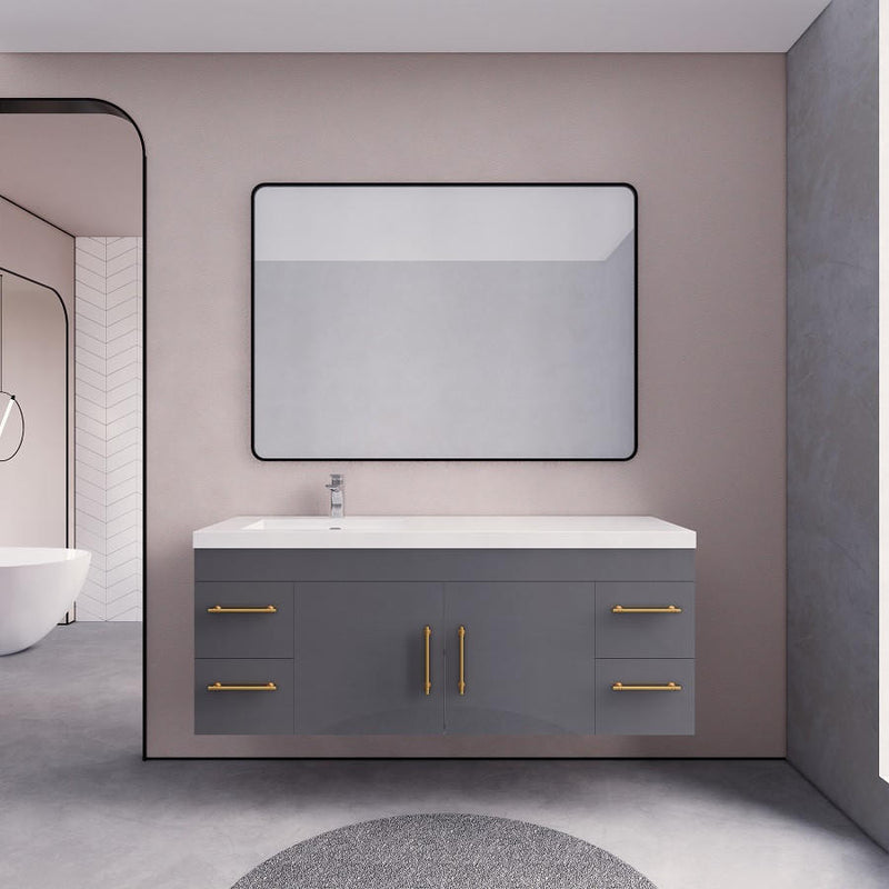 Moreno Bath ELSA60SLWH Elsa 60" Floating Bathroom Vanity with Reinforced Acrylic Single Sink Top (Left Side)