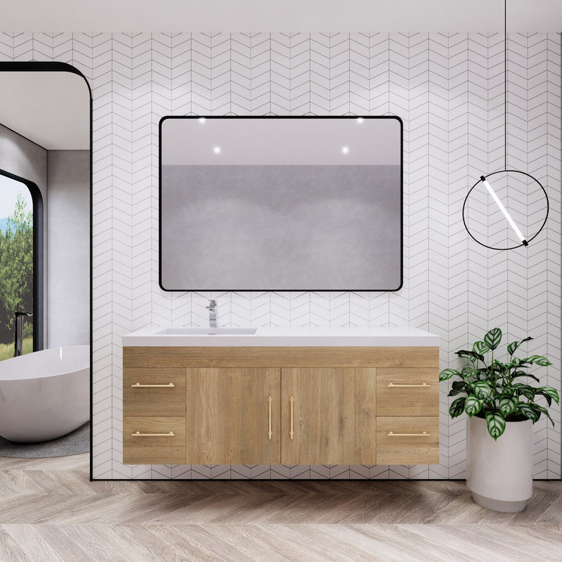 Moreno Bath ELSA60SLWH Elsa 60" Floating Bathroom Vanity with Reinforced Acrylic Single Sink Top (Left Side)