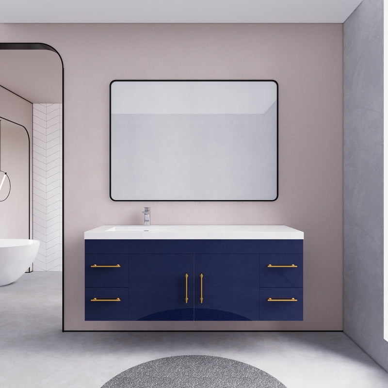 Moreno Bath ELSA60SLWH Elsa 60" Floating Bathroom Vanity with Reinforced Acrylic Single Sink Top (Left Side)