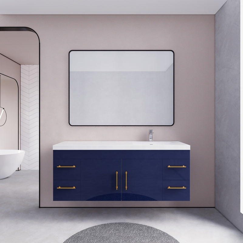Moreno Bath ELSA60SRWH Elsa 60" Floating Bathroom Vanity with Reinforced Acrylic Single Sink Top (Right Side)