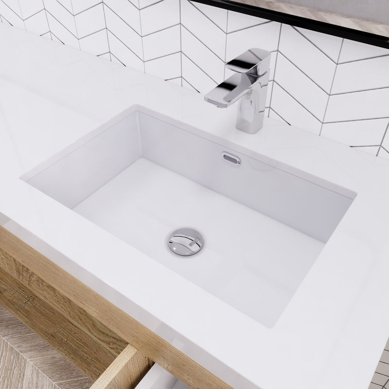Moreno Bath ELSA60SRWH Elsa 60" Floating Bathroom Vanity with Reinforced Acrylic Single Sink Top (Right Side)