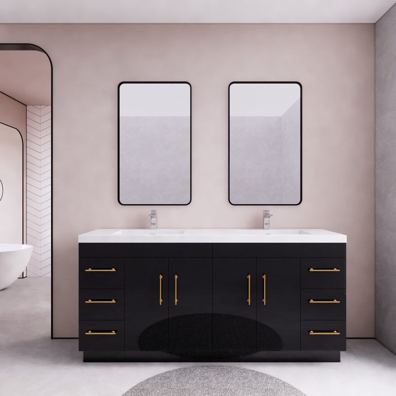 Moreno Bath ELSA72DFS Elsa 72" Freestanding Vanity With Reinforced Acrylic Double Sink Top