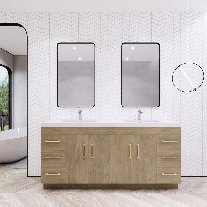 Moreno Bath ELSA72DFS Elsa 72" Freestanding Vanity With Reinforced Acrylic Double Sink Top