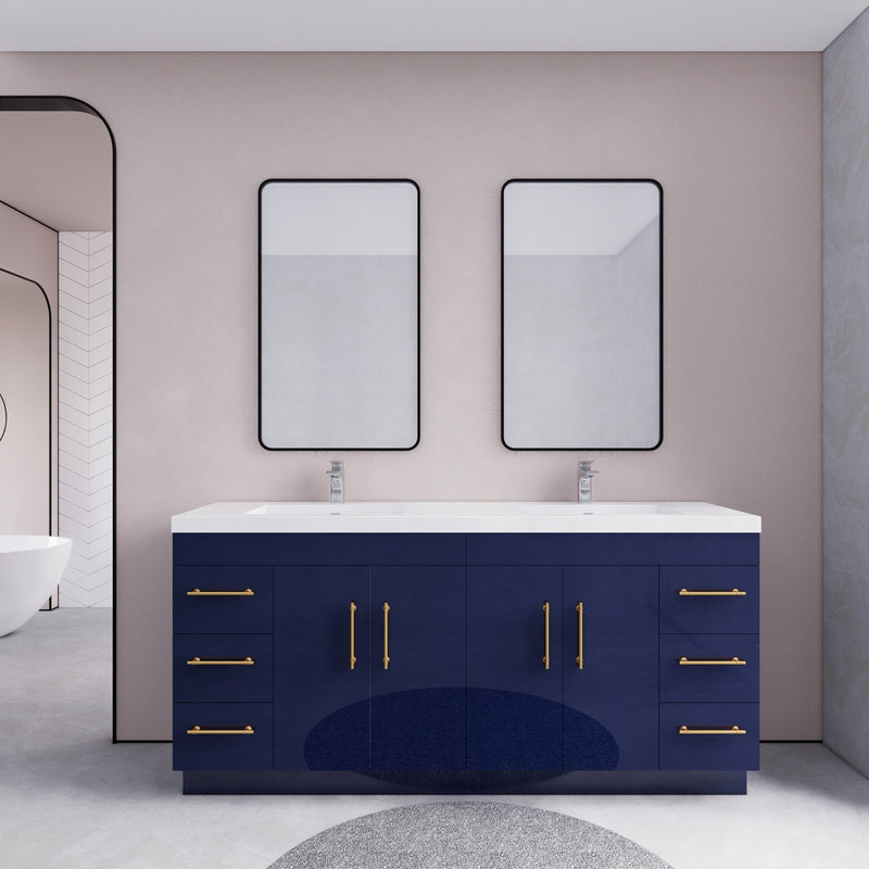 Moreno Bath ELSA72DFS Elsa 72" Freestanding Vanity With Reinforced Acrylic Double Sink Top