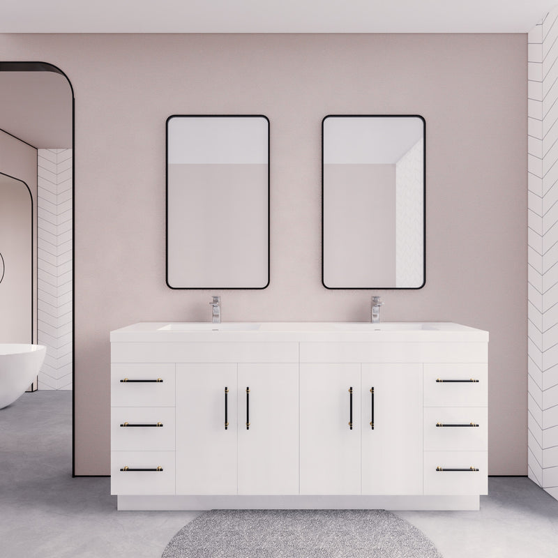 Moreno Bath ELSA72DFS Elsa 72" Freestanding Vanity With Reinforced Acrylic Double Sink Top