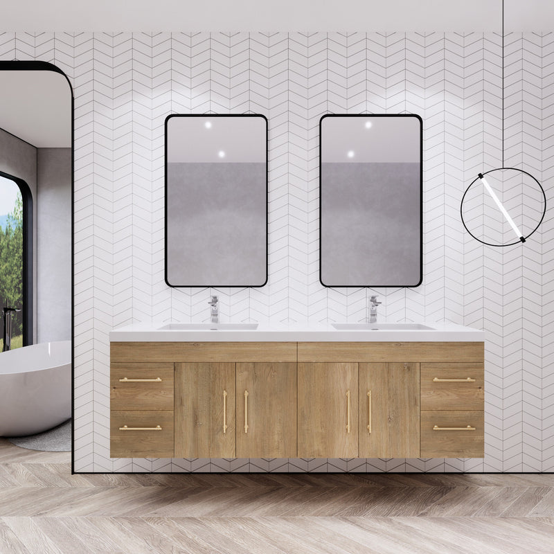 Moreno Bath ELSA72DWH Elsa 72" Floating Bathroom Vanity With Reinforced Acrylic Double Sink Top
