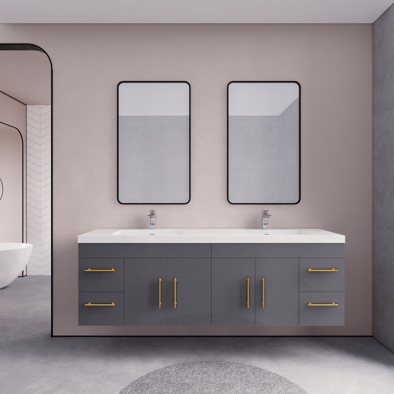 Moreno Bath ELSA72DWH Elsa 72" Floating Bathroom Vanity With Reinforced Acrylic Double Sink Top