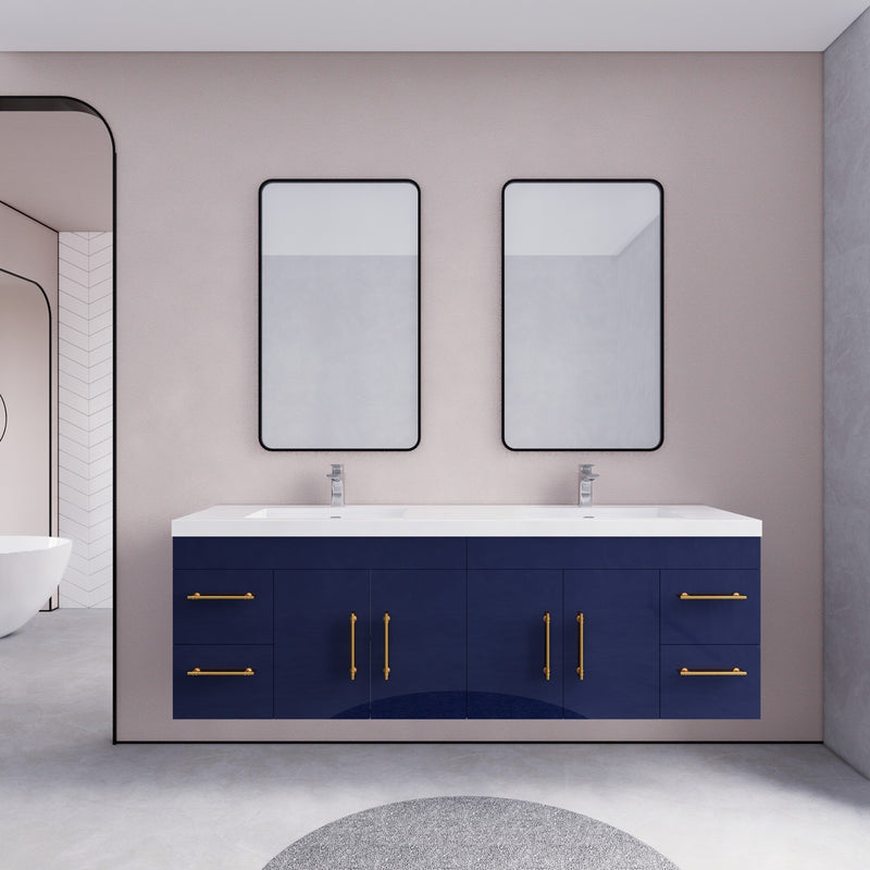 Moreno Bath ELSA72DWH Elsa 72" Floating Bathroom Vanity With Reinforced Acrylic Double Sink Top