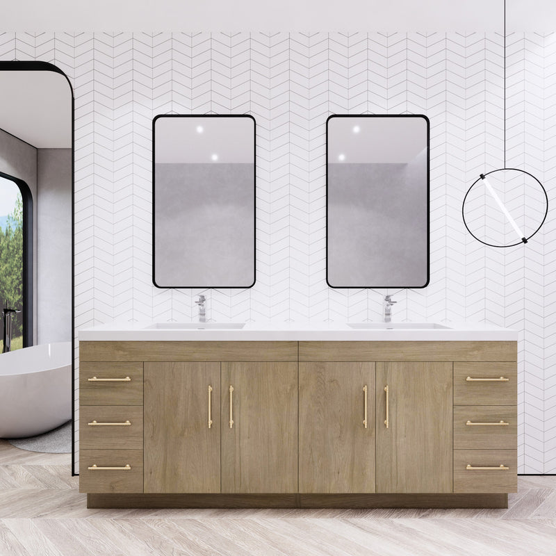 Moreno Bath ELSA84DFS Elsa 84" Freestanding Vanity With Reinforced Acrylic Double Sink Top
