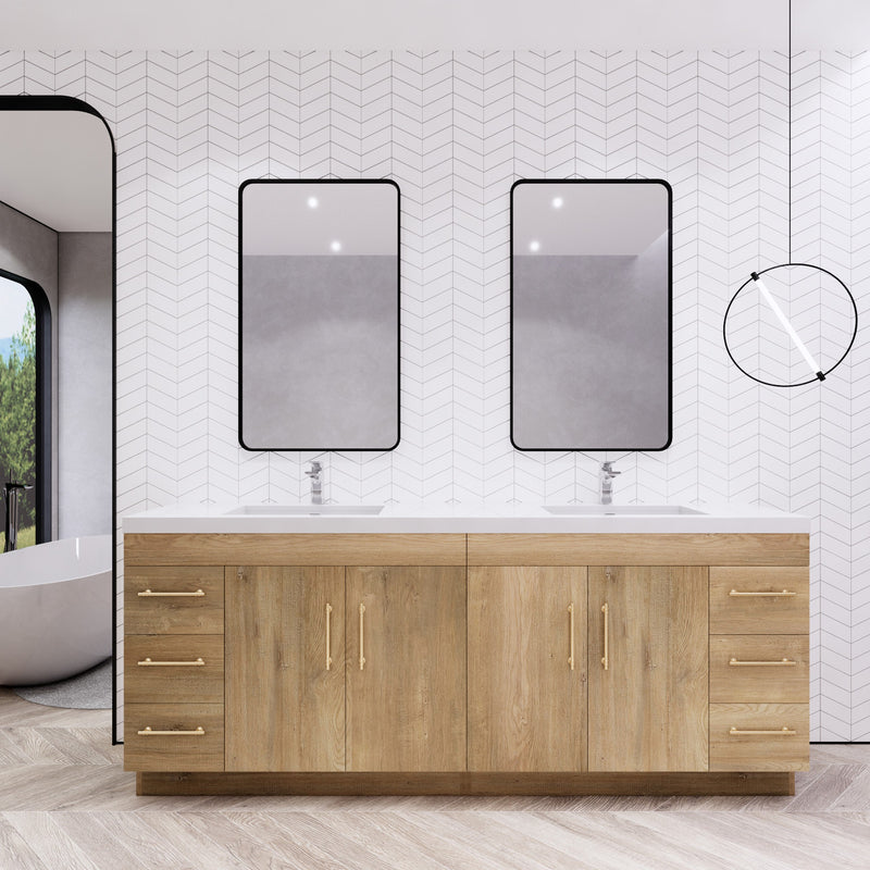 Moreno Bath ELSA84DFS Elsa 84" Freestanding Vanity With Reinforced Acrylic Double Sink Top