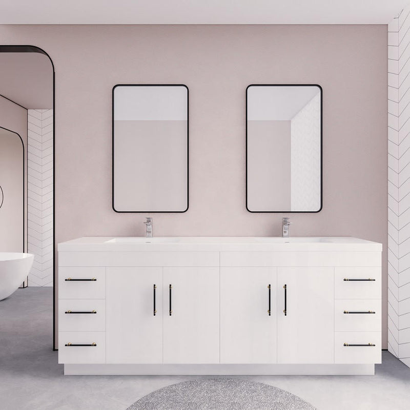 Moreno Bath ELSA84DFS Elsa 84" Freestanding Vanity With Reinforced Acrylic Double Sink Top