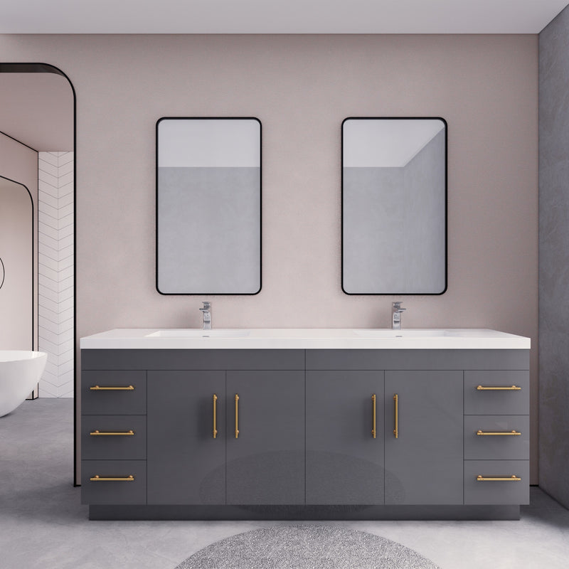 Moreno Bath ELSA84DFS Elsa 84" Freestanding Vanity With Reinforced Acrylic Double Sink Top
