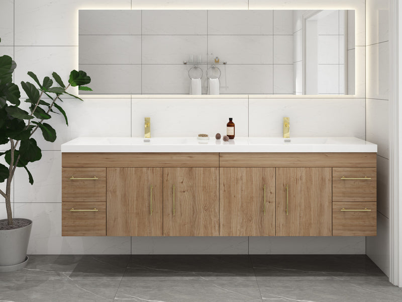 Moreno Bath ELSA84DWH Elsa 84" Floating Bathroom Vanity With Reinforced Acrylic Double Sink Top