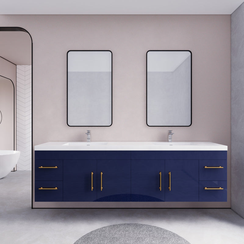 Moreno Bath ELSA84DWH Elsa 84" Floating Bathroom Vanity With Reinforced Acrylic Double Sink Top