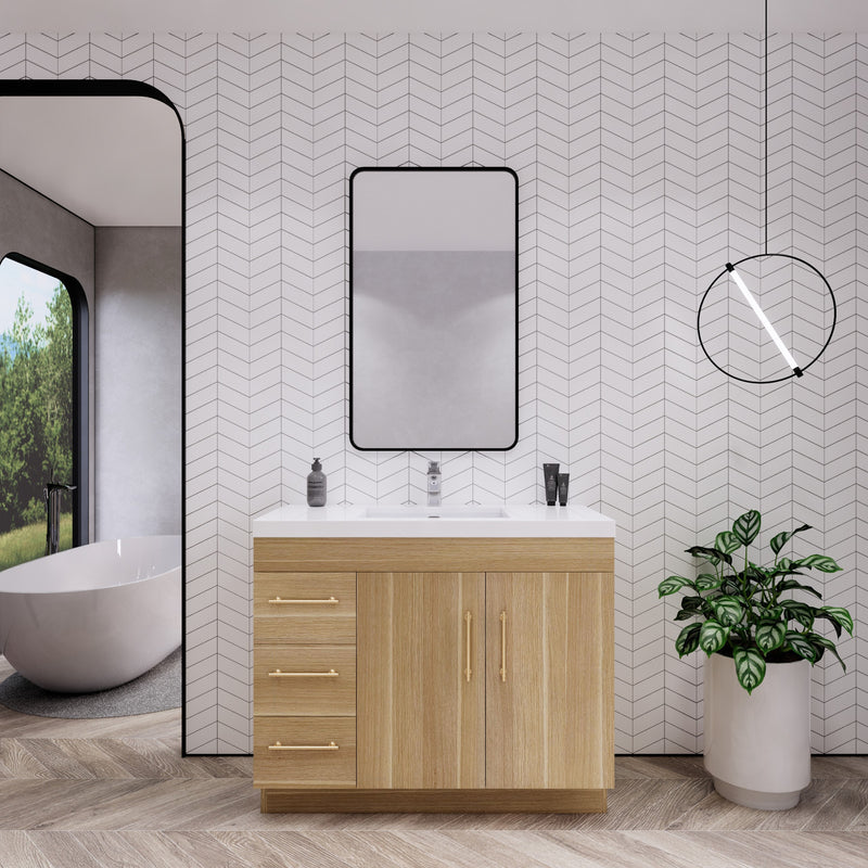 Moreno Bath ELSA42LFS Elsa 42" Freestanding Vanity With Reinforced Acrylic Sink Top (Left Side Drawers)