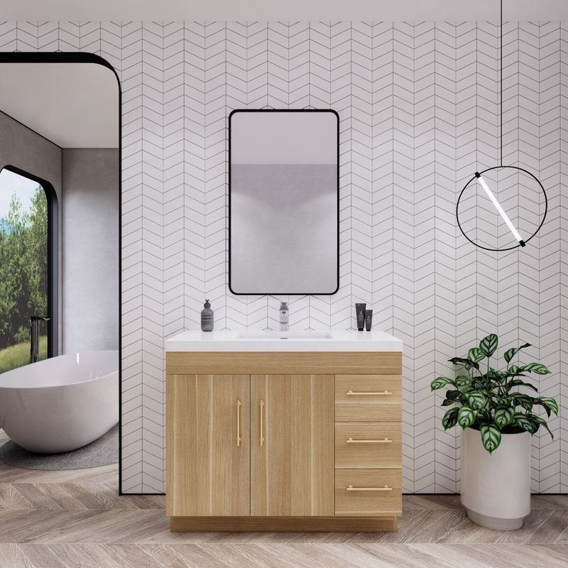 Moreno Bath ELSA42RFS Elsa 42" Freestanding Vanity With Reinforced Acrylic Sink Top (Right Side Drawers)