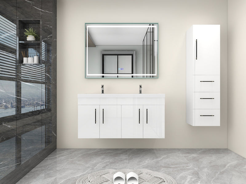 Moreno Bath ELSA48DDWH Elsa 48" Floating Double Vanity With Reinforced Acrylic Double Sink Top