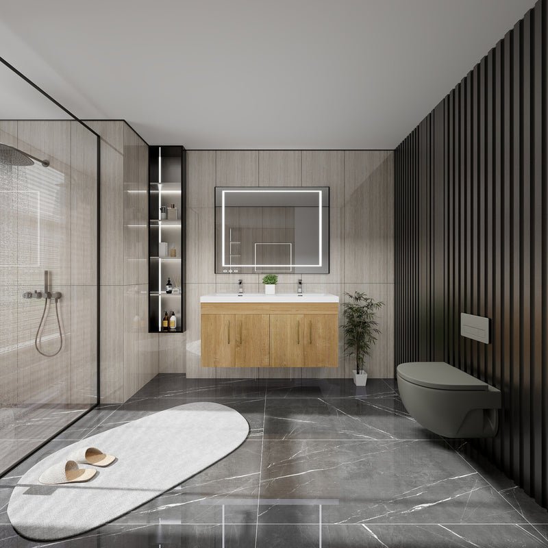 Moreno Bath ELSA48DDWH Elsa 48" Floating Double Vanity With Reinforced Acrylic Double Sink Top