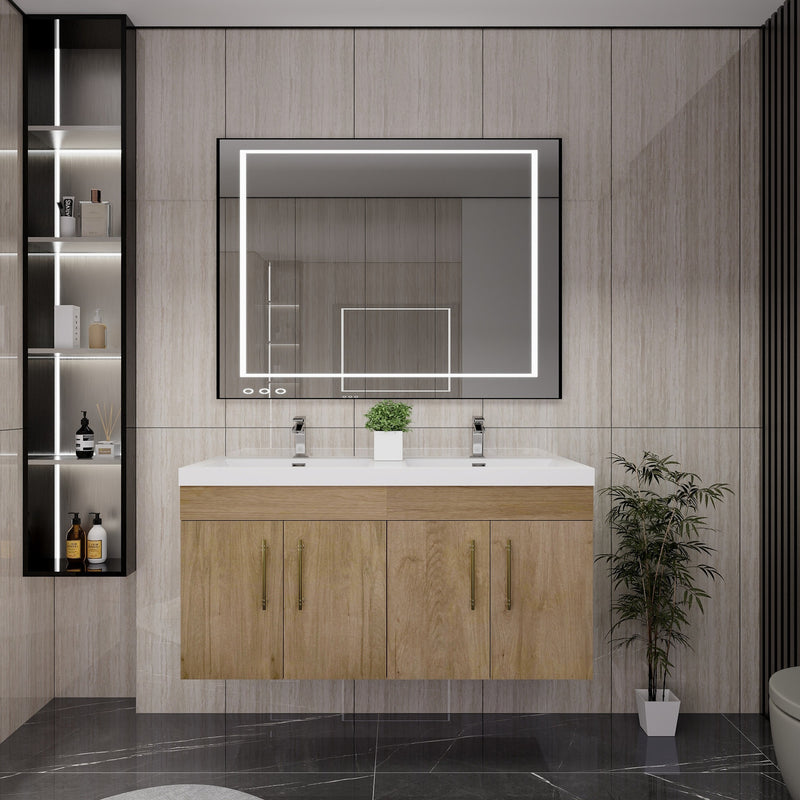 Moreno Bath ELSA48DDWH Elsa 48" Floating Double Vanity With Reinforced Acrylic Double Sink Top