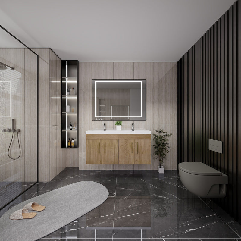Moreno Bath ELSA48DDWH Elsa 48" Floating Double Vanity With Reinforced Acrylic Double Sink Top