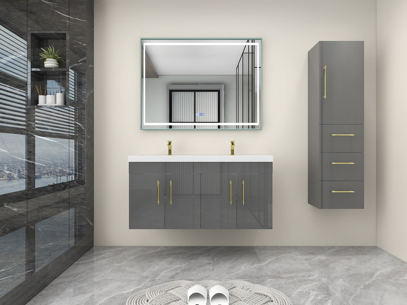 Moreno Bath ELSA48DDWH Elsa 48" Floating Double Vanity With Reinforced Acrylic Double Sink Top