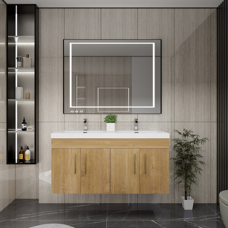 Moreno Bath ELSA48DDWH Elsa 48" Floating Double Vanity With Reinforced Acrylic Double Sink Top