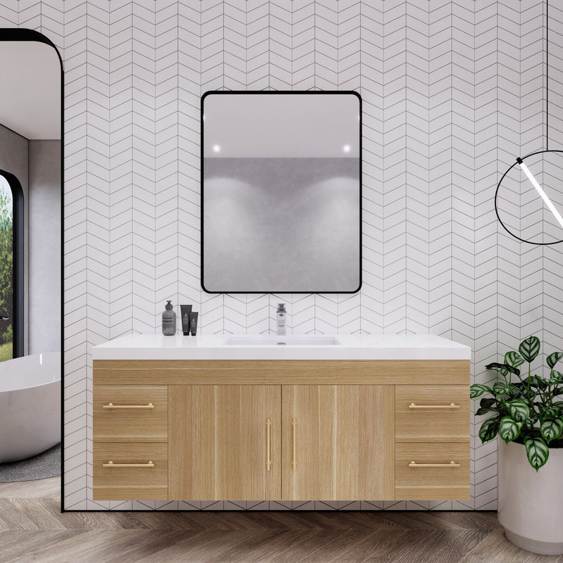 Moreno Bath ELSA60SWH Elsa 60" Floating Bathroom Vanity With Reinforced Acrylic Single Sink Top