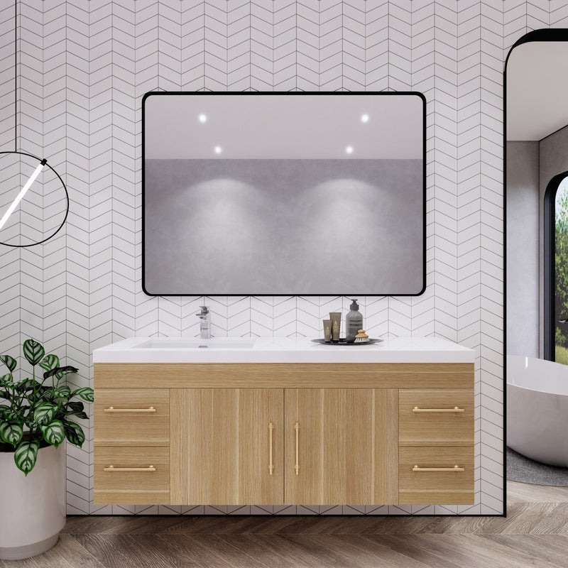 Moreno Bath ELSA60SLWH Elsa 60" Floating Bathroom Vanity with Reinforced Acrylic Single Sink Top (Left Side)