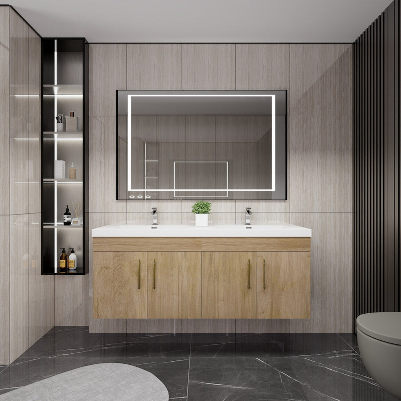 Moreno Bath ELSA60DDWH Elsa 60" Floating Double Vanity With Reinforced Acrylic Double Sink Top