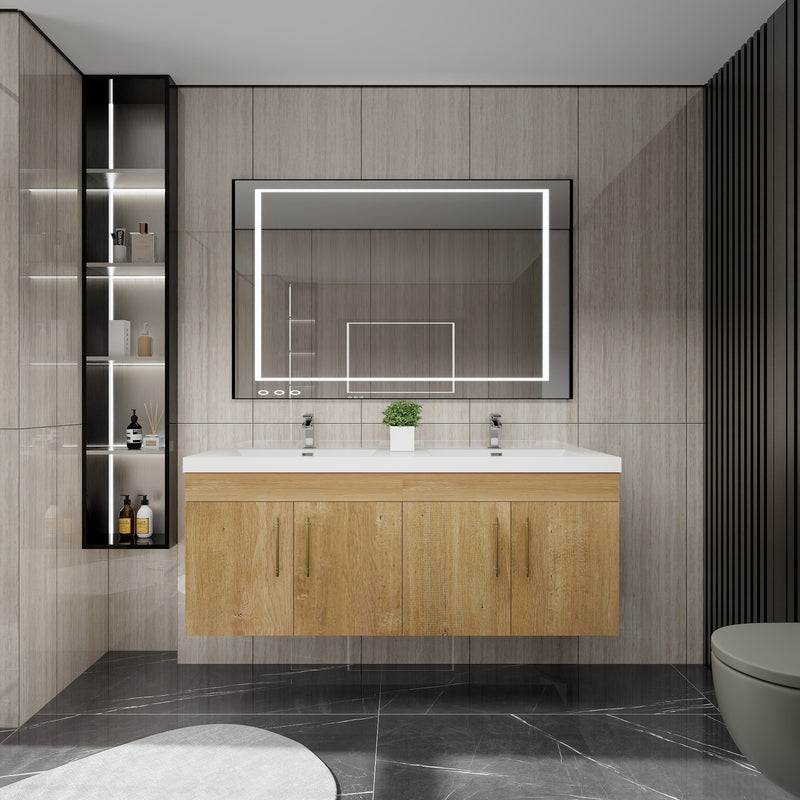 Moreno Bath ELSA60DDWH Elsa 60" Floating Double Vanity With Reinforced Acrylic Double Sink Top