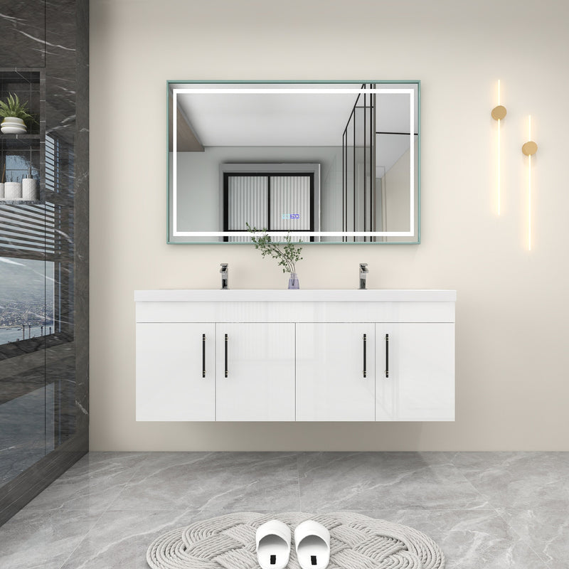 Moreno Bath ELSA60DDWH Elsa 60" Floating Double Vanity With Reinforced Acrylic Double Sink Top