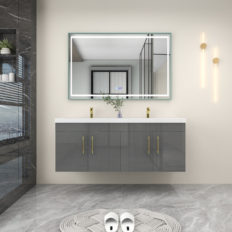Moreno Bath ELSA60DDWH Elsa 60" Floating Double Vanity With Reinforced Acrylic Double Sink Top