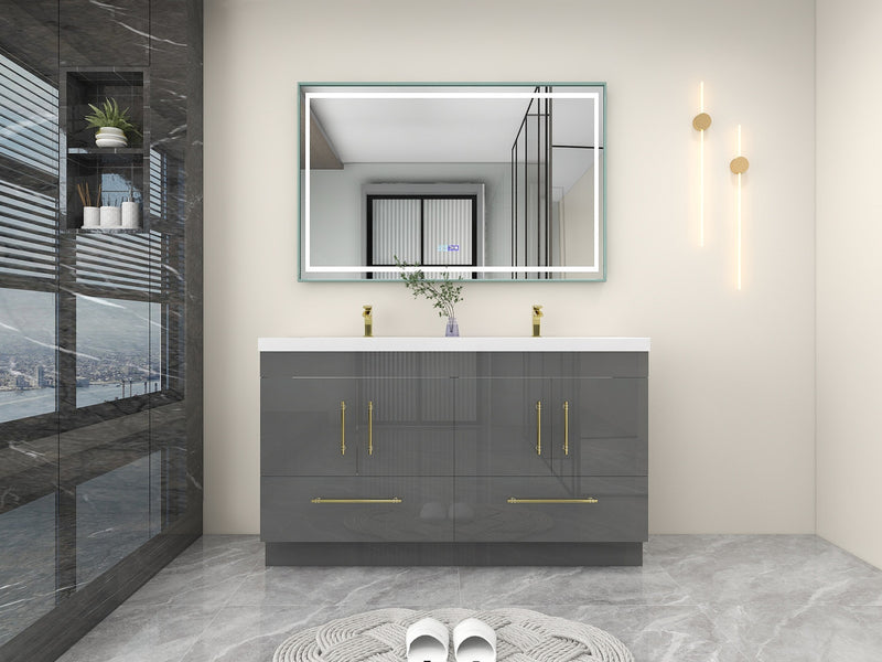 Moreno Bath ELSA60DDFS Elsa 60" Freestanding Double Vanity With Reinforced Acrylic Double Sink Top