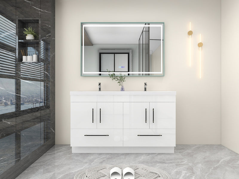 Moreno Bath ELSA60DDFS Elsa 60" Freestanding Double Vanity With Reinforced Acrylic Double Sink Top