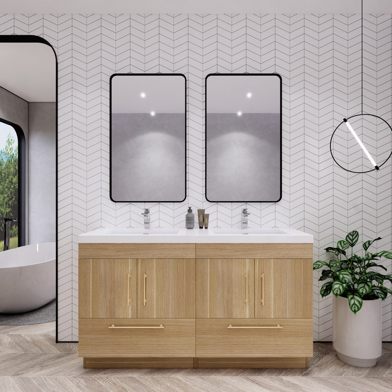 Moreno Bath ELSA60DDFS Elsa 60" Freestanding Double Vanity With Reinforced Acrylic Double Sink Top
