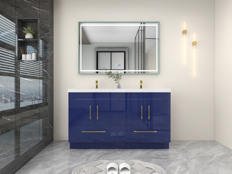 Moreno Bath ELSA60DDFS Elsa 60" Freestanding Double Vanity With Reinforced Acrylic Double Sink Top