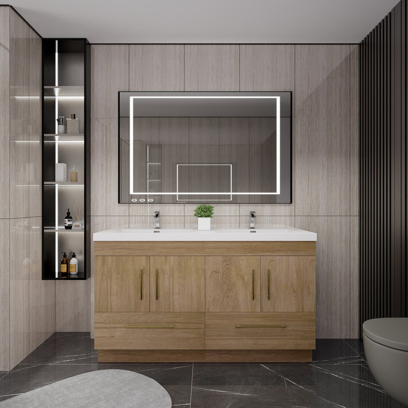 Moreno Bath ELSA60DDFS Elsa 60" Freestanding Double Vanity With Reinforced Acrylic Double Sink Top