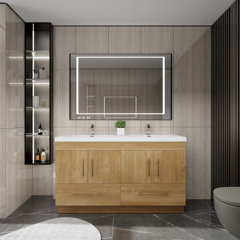 Moreno Bath ELSA60DDFS Elsa 60" Freestanding Double Vanity With Reinforced Acrylic Double Sink Top